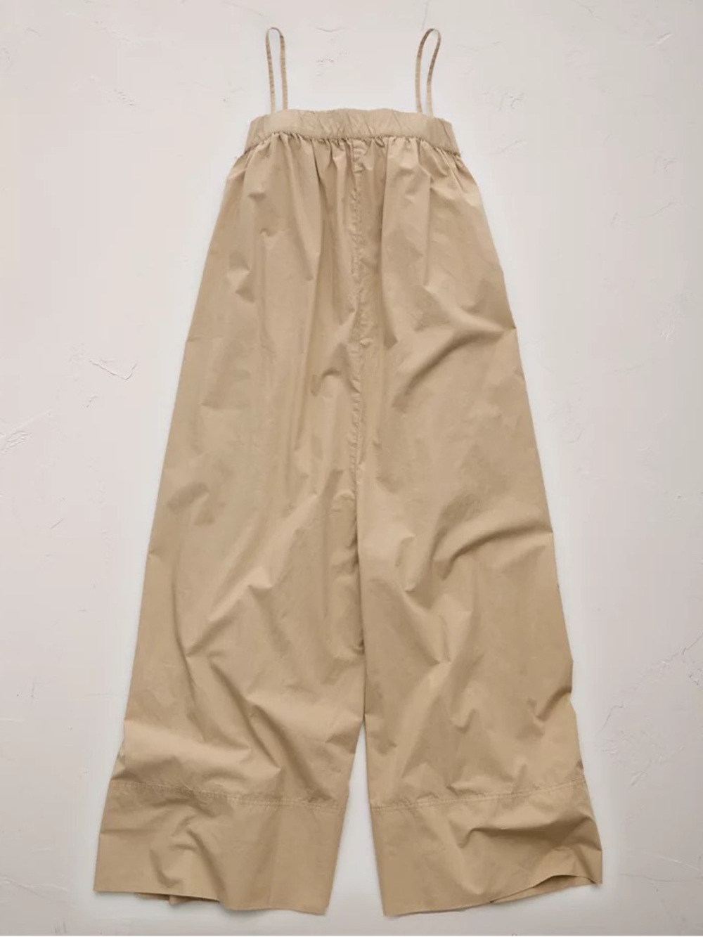 AE77 Premium Wide-Leg Cropped Poplin Jumpsuit American Eagle Tan Beige Small